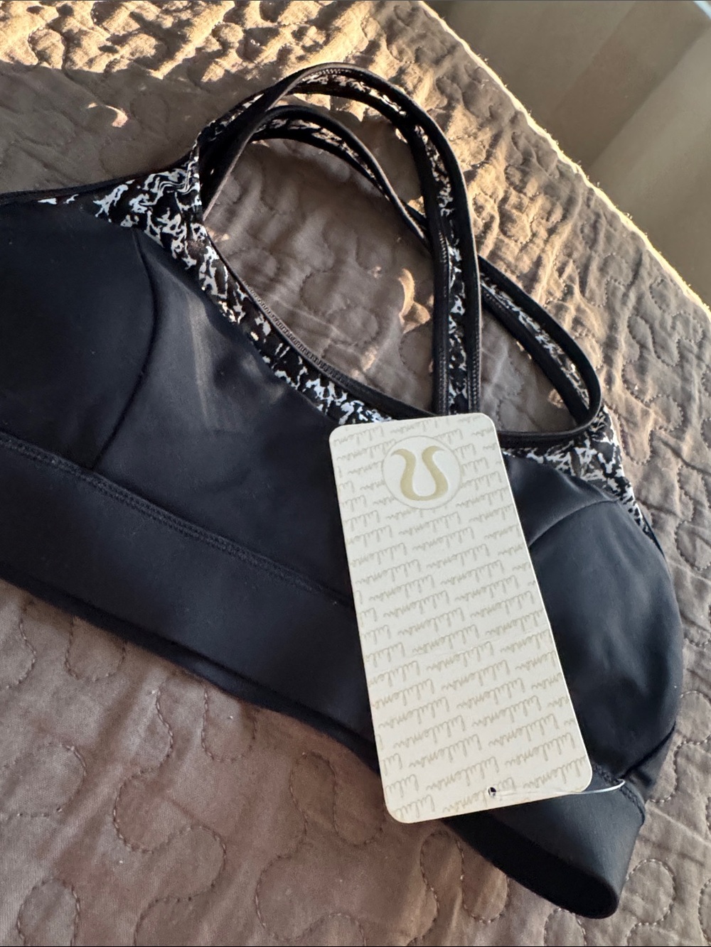 lululemon athletica Black Sports Bra with Monochrome Printed Trim - Picture 7 of 7
